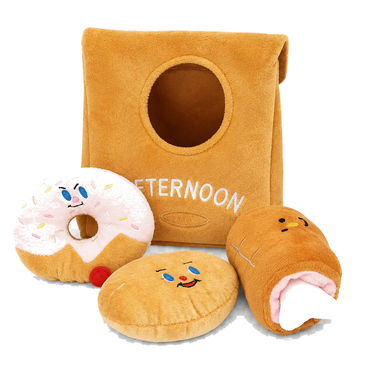 Toasted Bakery Set hide-and-seek plush toy set on transparent background
