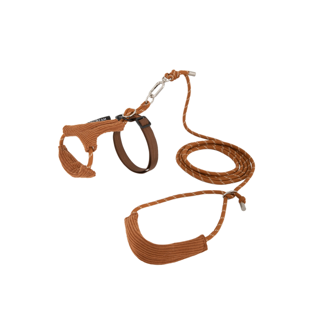 CloudSoft Cat Harness & Leash Set in Caramel Brown