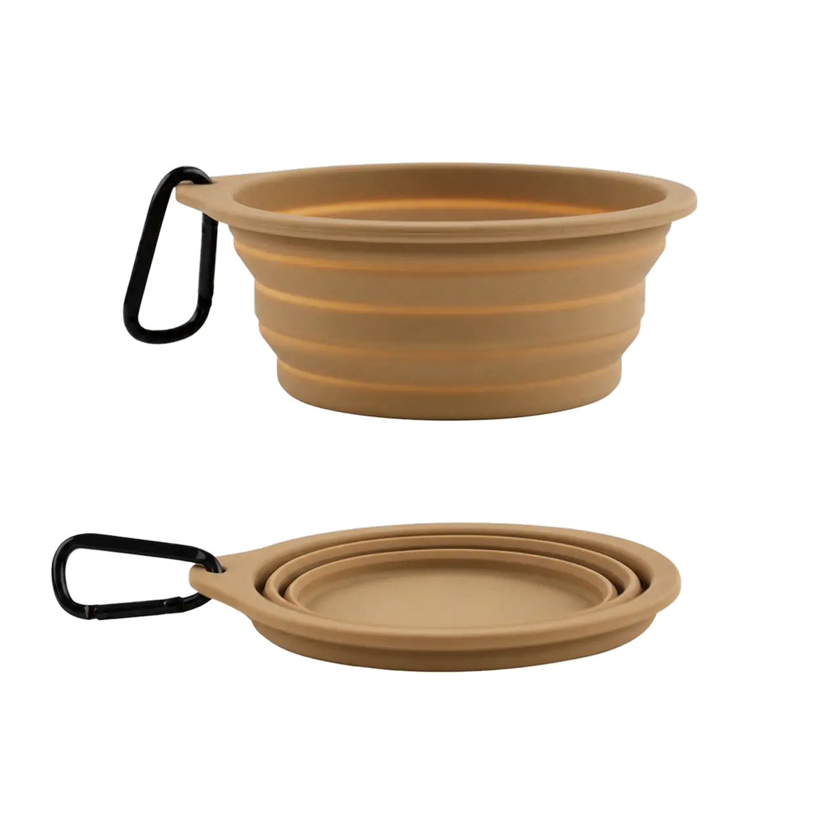 RoamBowl collapsible travel bowl in Khaki, true transparent background