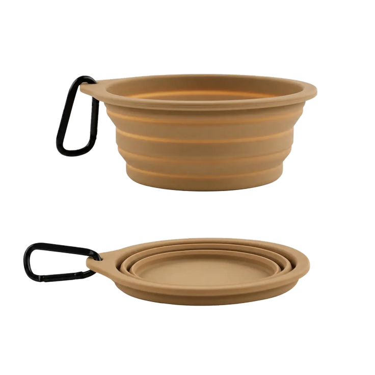 RoamBowl collapsible travel bowl in Khaki, true transparent background